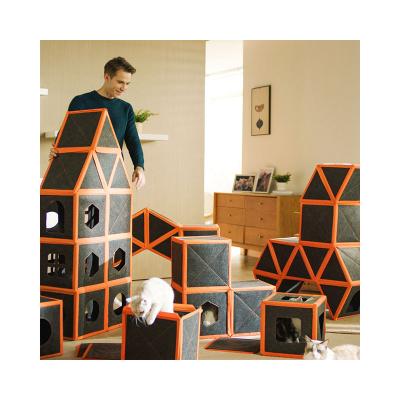 China Viable Purrini Cabin Set Pet Cages Diy Design Assembly Carriers Product Portable Bed Pet Cage Houses Breathable Houses Product for sale