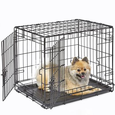 China Purrini OEM ODM Dog Cage Crate Outdoor Metal Large Durable Dog Crate Crate Wholesale Foldable Door Pet Crate Foldable Portable Crate for sale