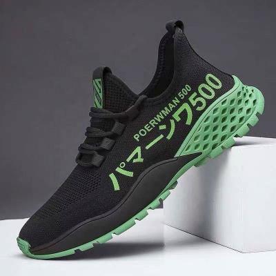 China Hot Sale2021 New Fashion Breathable Lace Up Men's Sneakersfor Men Green Men Sports Shoes NO-slip Mesh Shoes Running Men's Shoes for sale