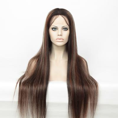 China Straight Swiss Lace Full Lace Wigs , Chinese Virgin Hair 28