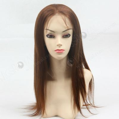 China Invisible Line Full Lace Hair Color Straight 30 Reddish Brown Lace Wig Full Human Hair Wigs for sale