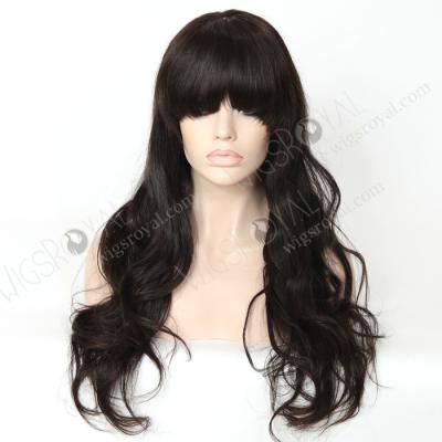 China Wavy As Picture Full Lace Wig Brazilian Remy Wavy Wig With Bang for sale