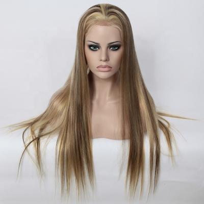 China Long 4/613 Full Lace Wig Silky Straight Blonde Hair With Highlight Brown Hair Wigs for sale