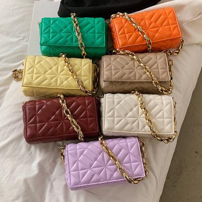 China New Fashion Spring Flap Chain Armpit Purse If Unique Green Handbag Luxury Ladies Bags 2022 Leather Stitched Handbags For Women for sale