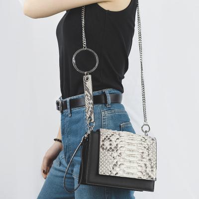 China Fashion Genuine Leather Serpentine Shoulder Crossbody Bag with Chain Serpentine Flap Closure Messenger Bags for Women for sale