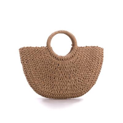 China Luxury Handmade Summer Mini Fashion Beach Straw Semicircle Woven Tote Bag For Women Handbag for sale