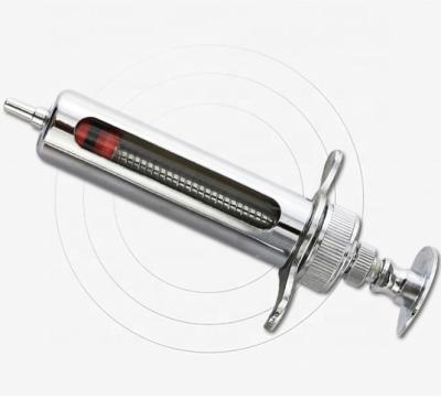 China Animal Vaccine Injection Syringe Metal Poultry Syringe Stainless Steel Veterinary Equipment 50ml for sale