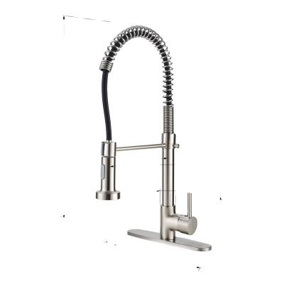 China Thermostatic Faucets Pull Out Kitchen Faucet Brass Cartridge Neck Long Single Handle Pull Down Black Kitchen Sink Faucet With Sprayer, for sale