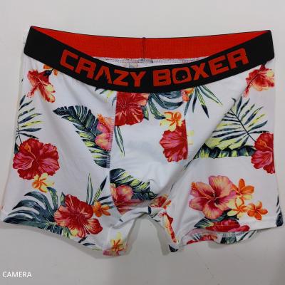 China Anti-Wrinkle Brief Boxer Briefs 95%Polyester 5%Spandex Floral Mens Boxers Brief for sale