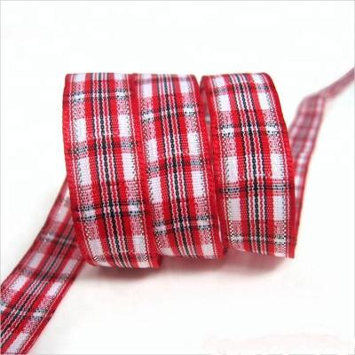 China 2018 Simple Face Good Quality Fashion Check Plaid Gingham Ribbon For Christmas for sale