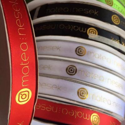 China Wholesale Custom Recyled Logo 3D Gold Foil Printed Ribbon for sale