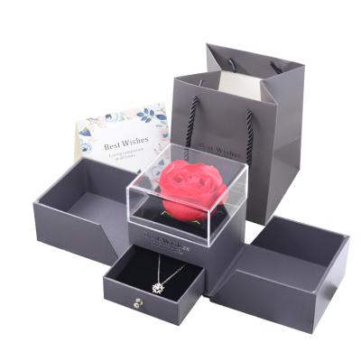 China Recycled Materials Wholesale Custom Luxury Beautiful Black Blue Pink Flower Gift Box for sale