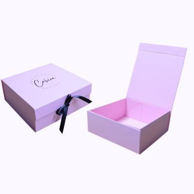 China Custom Color Logo Design Magnetic Rigid Cardboard Recyclable Paper Box For Luxury Gift Boxes With Magnetic Lid And Ribbon Rose Folding for sale