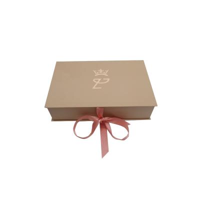 China Luxury Custom Materials Matte Pink Large Rigid Magnet Closure Recycled Flat Folding Magnetic Cardboard Paper Gift Box With Ribbon for sale