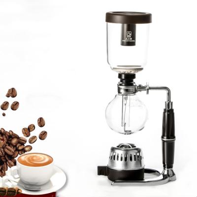 China Hot Sales Minimalist 2/3/5 Cup Siphon Coffee Maker Glass Coffee and Tea Maker Vacuum Glass Coffee Machine for sale