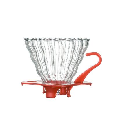 China Traditional Hand Blown Glass Coffee Filter Drip Coffee Integrated V60 Funnel Coffee Accessories Glass Cup for sale