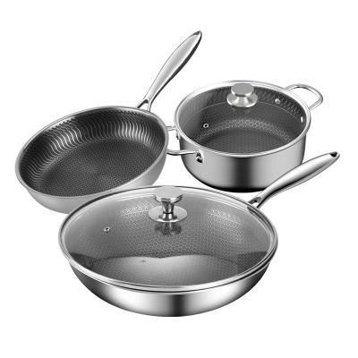 China Sustainable 316 Stainless Steel Pot Thick Soup Set Steamer Three Piece Combination Factory Direct Supply for sale