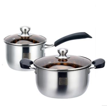 China High Quality Manufacture 201 Stainless Steel Kitchenware Viable Set Stainless Steel Soup Pot Set With Heat Resistant Handle for sale