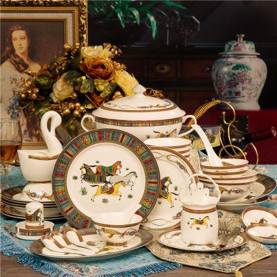 China Sustainable Porcelain China Dinner Set Restaurant Glazed Hotel Dinnerware Ceramic Dinnerware Sets for sale