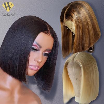 China WeKeSi Silky Straight Bob Wigs Human Hair Wave Lace Front, Blonde Lace Front Wig Virgin Human Hair, Kinky Curly Short Bob Wig 613 for sale