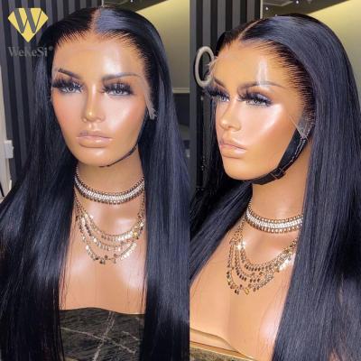 China Soft Soft Thick End Cheap Brazilian Pre Plucked Full Lace Front Wig, HD Transparent 13x4 13x6 Lace Frontal Human Hair Wig For Black Women for sale