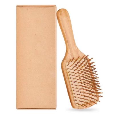 China Custom Logo Eco-friendly Massage Paddle Cushion Hot-selling Home Bamboo Hair Brush for sale