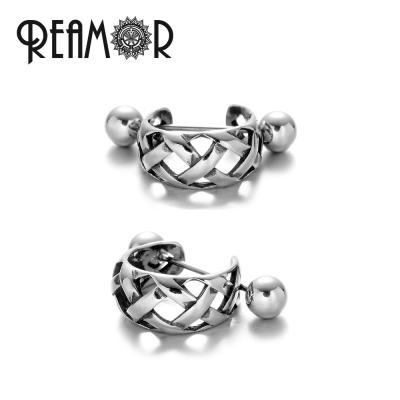 China REAMOR Water Proof Braided Circle Pattern Circle Cuff Earrings With Stud Ear Jewelry Wholesale For Men And Women Stud Earrings for sale