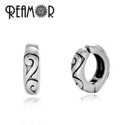 China REAMOR Totem Pattern Cuff Earrings Circle Ear Cuff Greek Jewelry Mens FASHIONABLE Waves Women Non Pierced In Stainless Steel Fit Unisex for sale