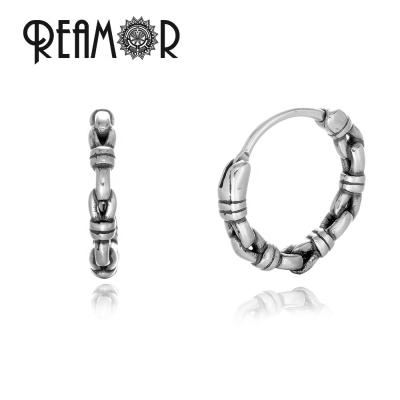 China Water Proof REAMOR Vintage 316l Stainless Steel Knot Love Circle Earring Jewelry Hoop Earrings Small For Women Men Gift for sale