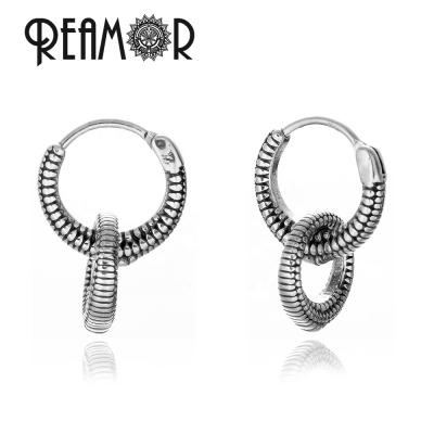 China Water Proof REAMOR Mens Punk Loop Circle Hanging Earrings Around Charm Earrings Stainless Steel Cheap Ear Jewelry For Women Mens for sale