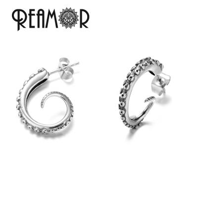 China REAMOR Environmental Friendly Trendy Octopus Weapons Style Personality Stainless Steel Punk Big Stud Earrings For Women Men for sale