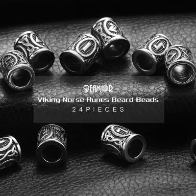 China REAMOR 316L Stainless Steel Jewelry Viking Norse Runes Beard Spacer Bead Punk Beads Style For Bracelets Findings Jewelry Making 8mm (0.31in) for sale