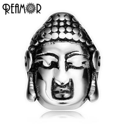 China REAMOR 316L METAL Buddha Head 2mm Hole Size Stainless Steel Buddha Head Beads Small Charms Beads For Jewelry Making for sale