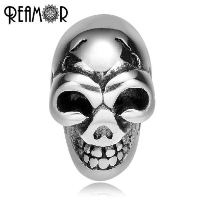 China REAMOR 316L Stainless Steel Smile Skull Head Hole 2mm Small Bead Charms Spacer Beads For Bracelet Jewelry Making DIY About 0.2cm/0.07in for sale