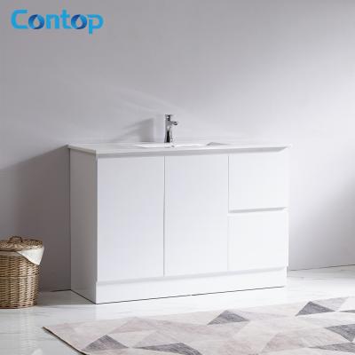 China Supply Modern Wholesale Porcelain Modern Free Standing MDF Vanity Cabinet Comfortable Free Standing Storage Design for sale