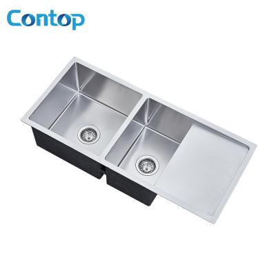 China Wholesale Modern Handmade Kitchen Sinks Stainless Steel Double Bowl Without Bowl for sale