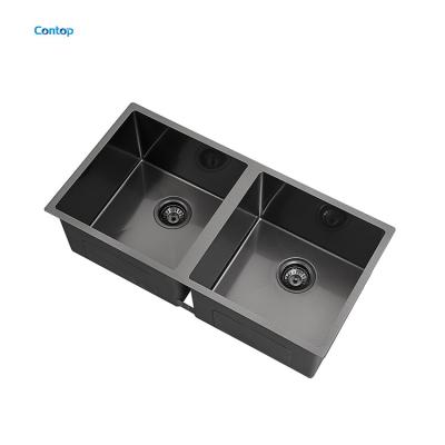 China Without Faucet High Grade Modern Double Bowl Factory Custom Kitchen Sink 304 Stainless Steel Stainless Steel Sink for sale