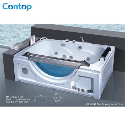 China Acrylic massage whirlpool bath tub with skirt and headrest for sale