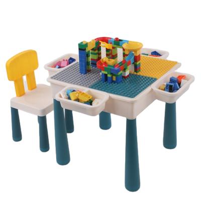 China Eco-friendly material building blocks supply table, children's children's educational toys study table. building block assembly for sale