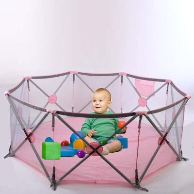 China Easy Assembly Infant Portable Folding Fence, One Button Folding Baby Play Pen for sale