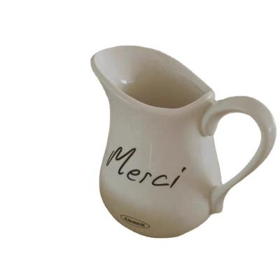 China Viable French Vintage Merci de Solhui Small Ceramic Milk Jug Espresso Cups for sale