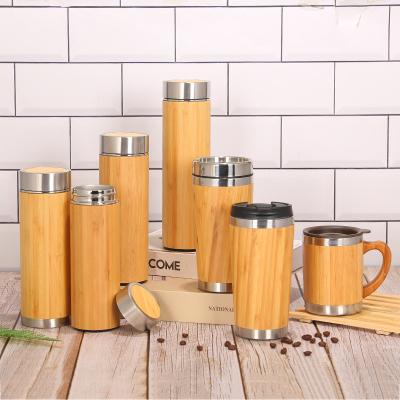 China Solhui Sustainable Thermos Stainless Steel Liner Vacuum Flasks Bamboo Tea Cup Insulated Tumbler Double-wall Eco-friendly Water Bottle for sale