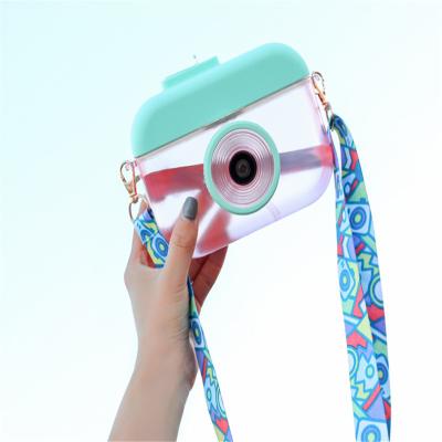 China Solhui Kawaii Camera Viable Water Bottle With Outdoor Lanyard Water Cup Children's Gift Plastic Water Cup for sale