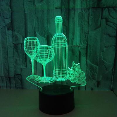 China Modern Remote Control Touch Colors Mood Light Table Light Optical Illusion 3D Grapefruit 3D Glass Bottle Wine Solhui Home Light 7 3d Lamp for sale