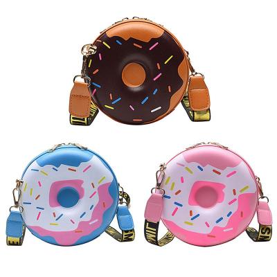 China Cute Solhui Fanny Donut Shape Donut Shoulder Bag Leather Cross - Round Body Bag Girls Long Purse Strap Messenger Bag for sale