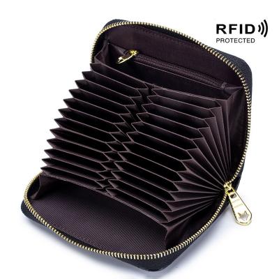 China Solhui Women's RFID Leather Wallet Credit Card Coin Pocket Mini Zipper Soft Wallets Rfid Protected Purse for sale