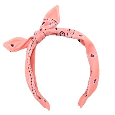 China Wholesale popular style girl's simple and soft polyester printed bow hair band for sale