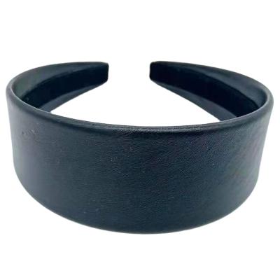 China Wholesale Popular Women's Simple Black 4CMPU Hair Leather Band for sale