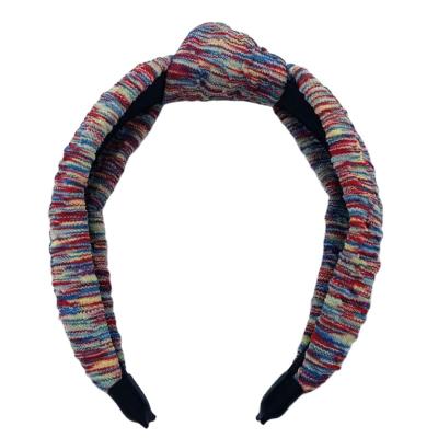 China Popular wholesale adult mixed woven fabric womens headwear knotted headband for sale