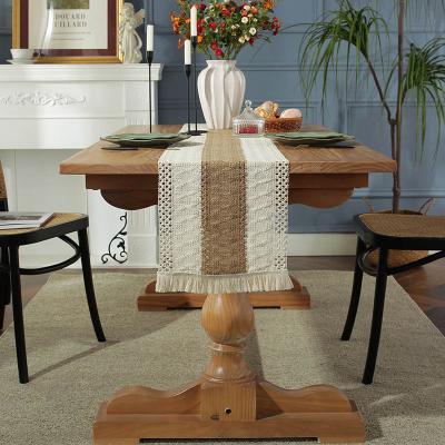 China Custom Wholesale Cotton Jacquard Jacquard OEM Jacquard Striped Tassel Embroider Table Runner for sale